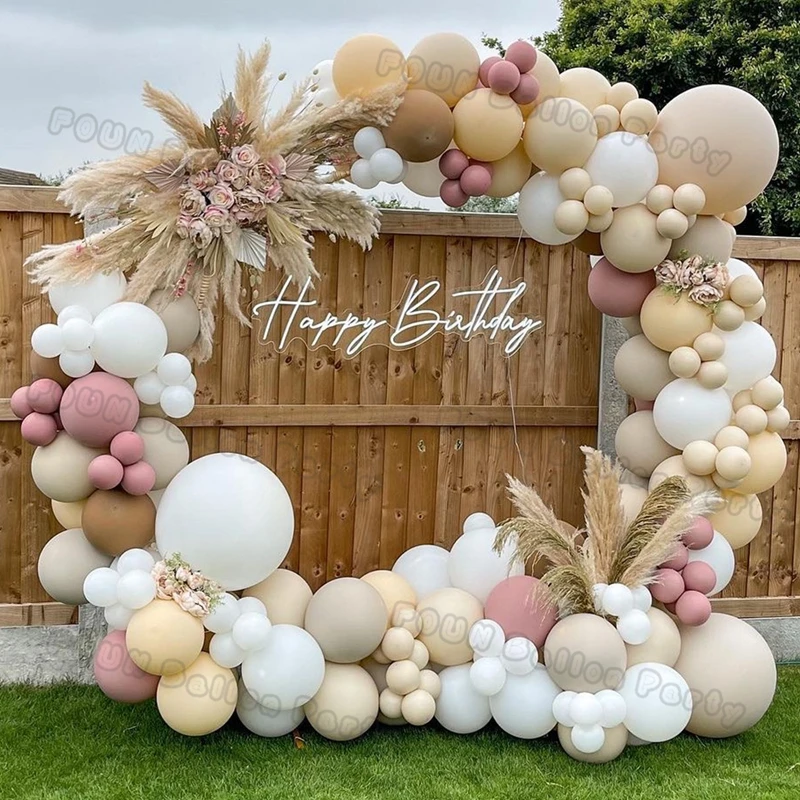 Doubled Cream Peach Boho Balloons Garland Wedding Engagement Decoration Balloon Rose Nude Ballon Arch Global Birthday Decor