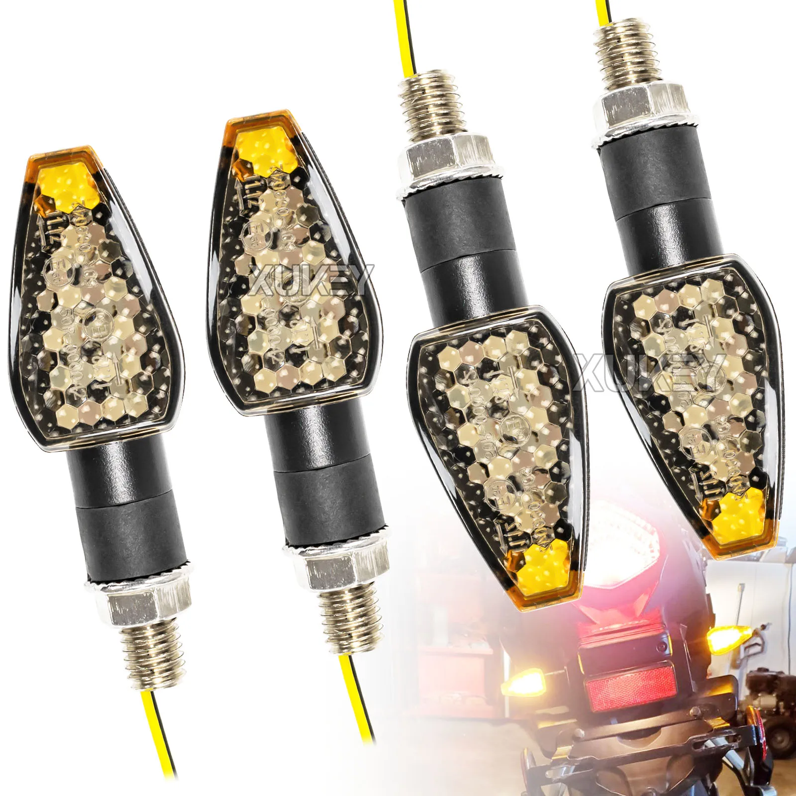 10mm Motorcycle Turn Signal Light Indicators Motorbike Blinkers Amber Lamp for Choppers Cruisers Touring Motorbike