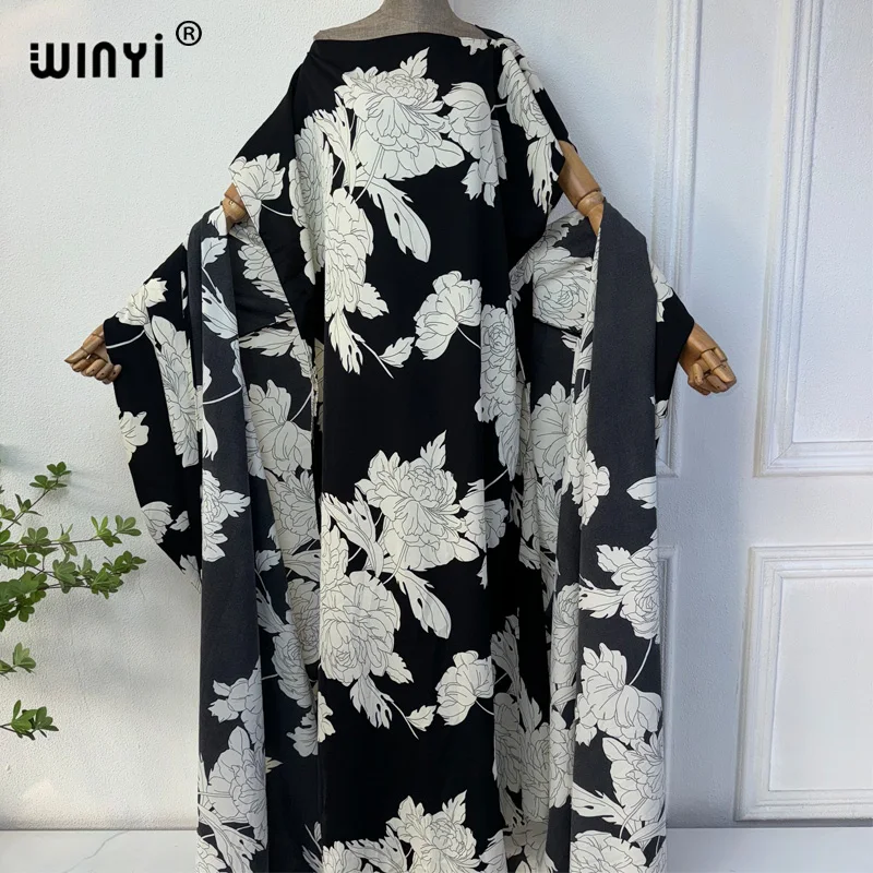 Imagem -04 - Winyi-vestido Maxi Estampado Boêmio para Mulheres Cardigã de Verão Novo Vestido Longo de Praia Quimono Terno de Peças Férias