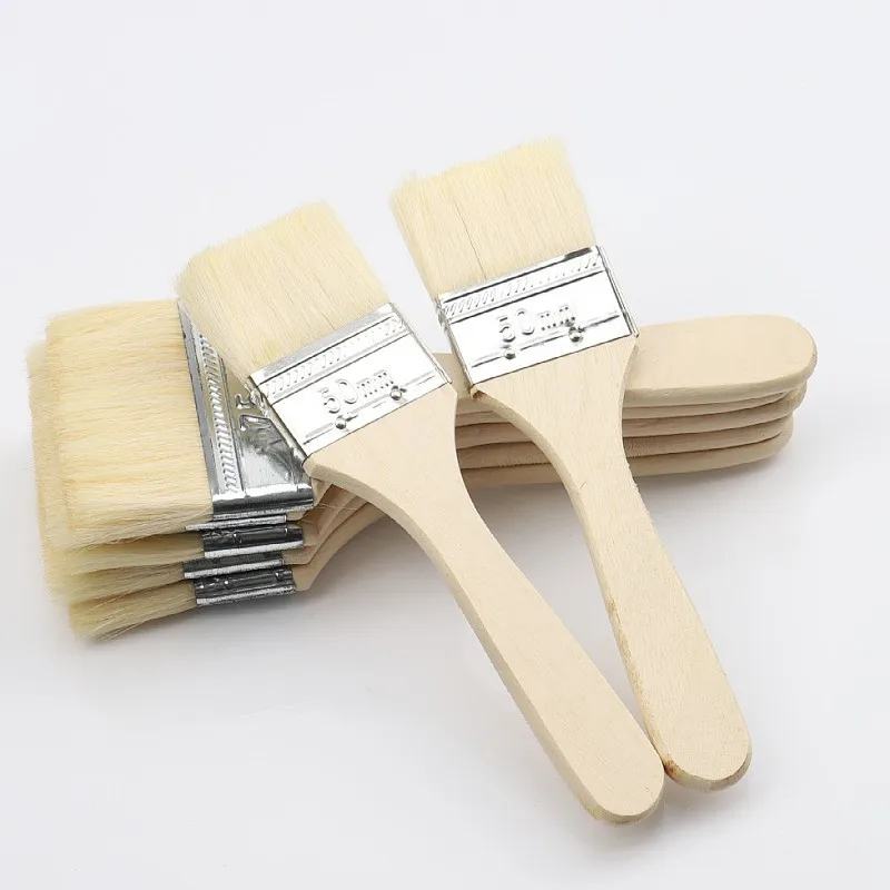 Pincel de pintura con mango de madera, Material de lana, herramienta de aplicación de pintura para barbacoa, juego de pinceles de pintura para