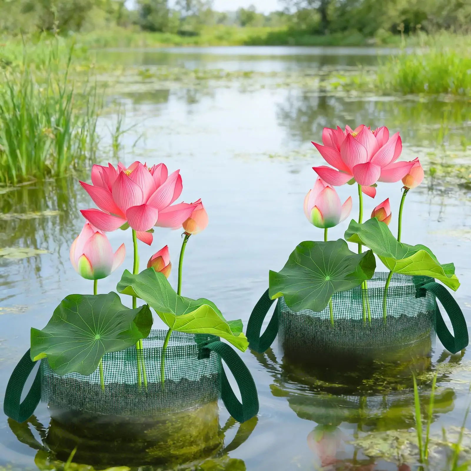 Paniers pour plantes aquatiques 4 pièces, pliables, réutilisables, en maille respirante, pour aquarium, piscine, jardin