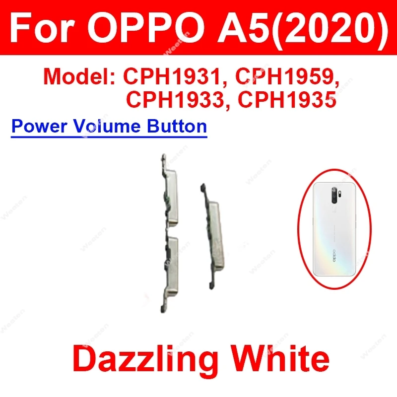 

For OPPO A5 A7 AX7 A7X A9 A9x A11x 4G 2020 Power Volume Side Button Flex Cable Power On Off Up Down Side Key Replacement Parts