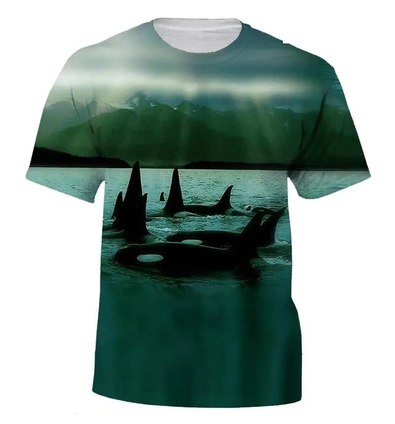 Summer Fashion Ocean Orca 3d Printing Fashion Men Women Children Short-sleeved Street Wind Breathable Light Casual T-shirt