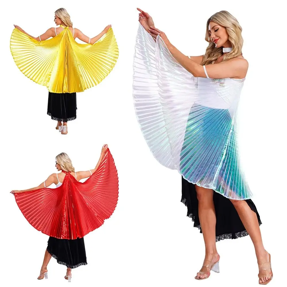 

360 Degree Extension Belly Dancing Wings Hanging Neck Stretch Performance Wings Shimmery Pleated Cape Dance Costume Props