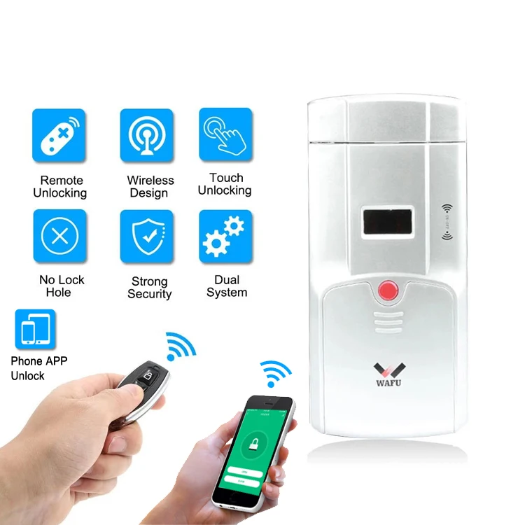 wafu wf011w invisivel keyless inteligente fechadura da porta 433mhz eletronico fechadura da porta suporte ios android app controle wi fi desbloqueio 01