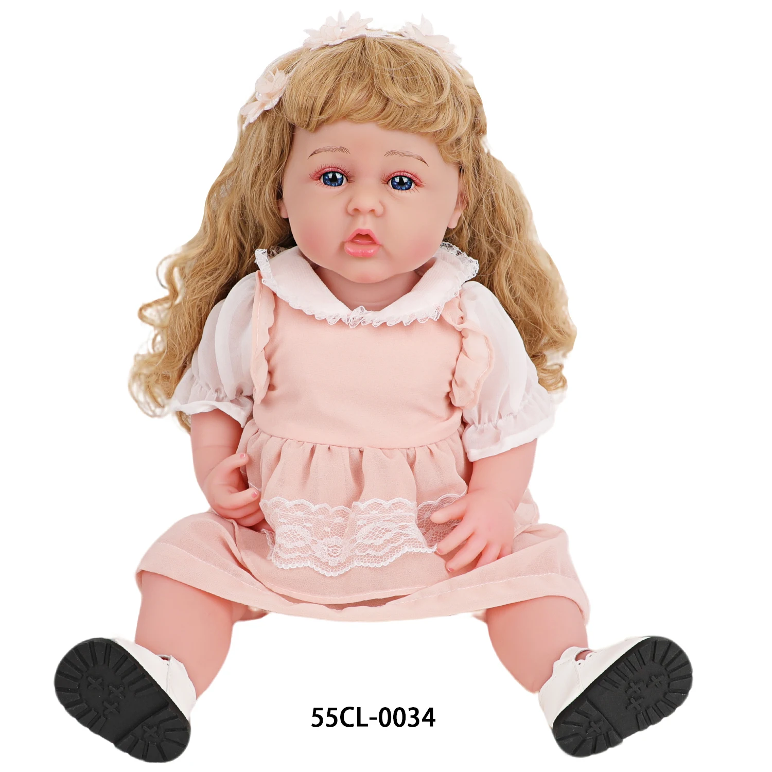 New Pink Multi-layer Doll Dress Set Cute Outfit with Hair Accessories for 55cm Reborn Girl Doll & 22-inch Baby Doll Clothes