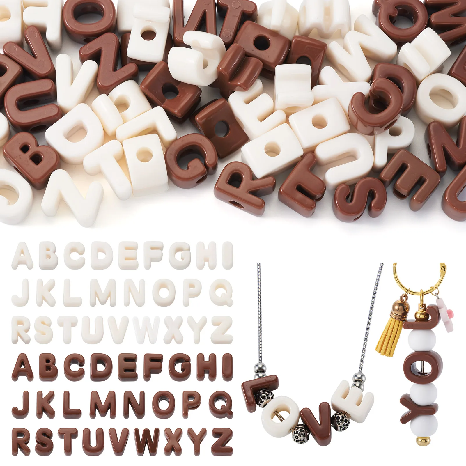 

52Pcs Acrylic Alphabet Beads European Large Hole Loose Beads For Jewelry Making DIY Bracelet Necklace Keychain Accessories ﻿