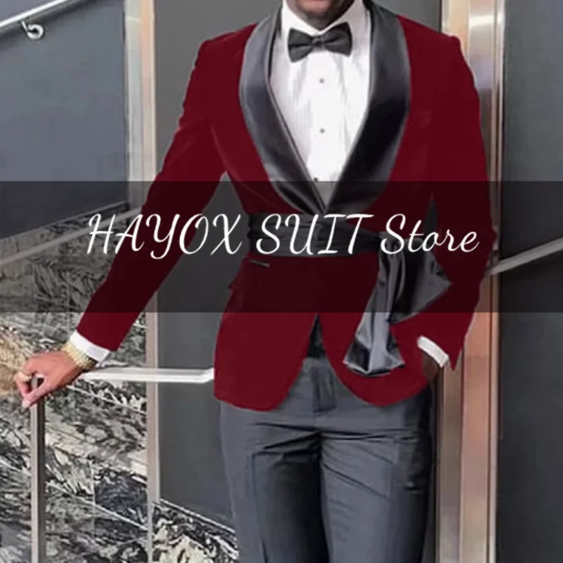 Abiti da uomo formale Slim Fit giacca con collo a scialle in velluto Fashion Business Wedding Groom Prom Party Tuxedo