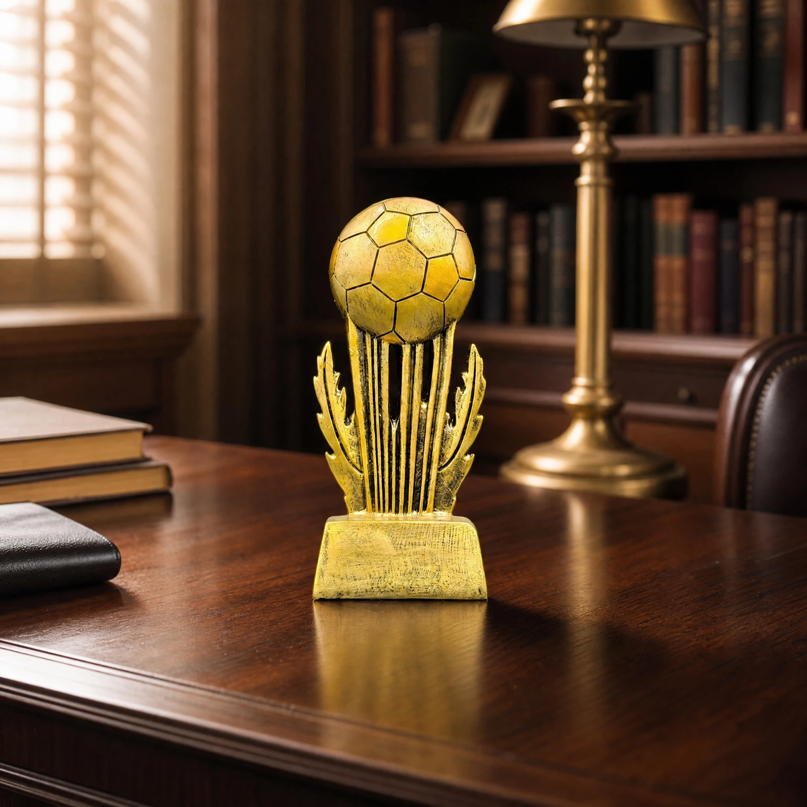 Football Award Trophy with Pedestal Base Gold-Tone Football Trophy Robust Decorative for Club Celebrations