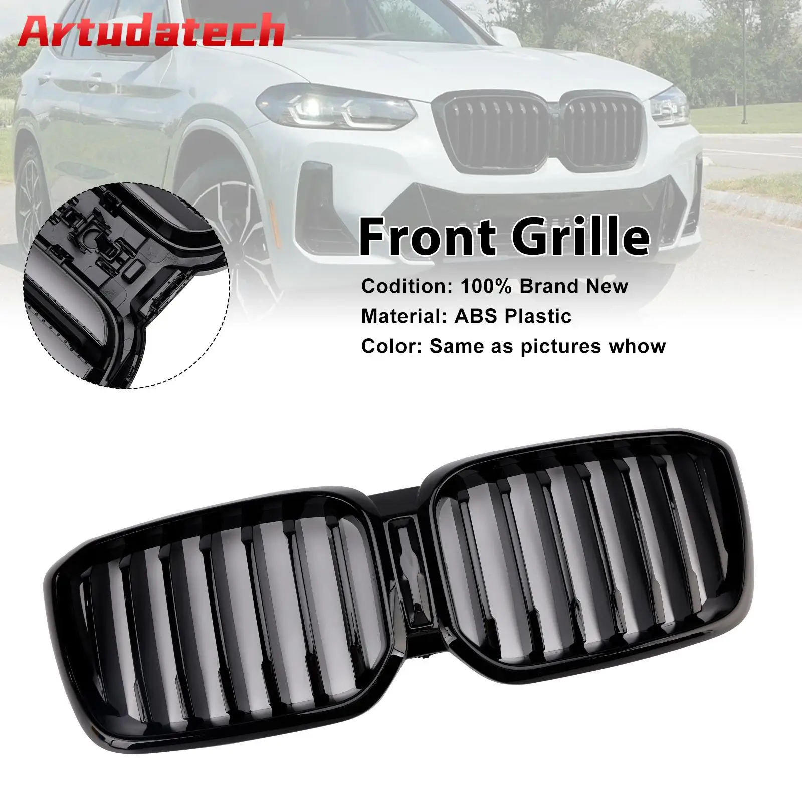 

Передний бампер Artudatech, решетка почек, подходит для BMW X3 G01 X4 G02 2022-2025, глянцевый черный 2023 2024