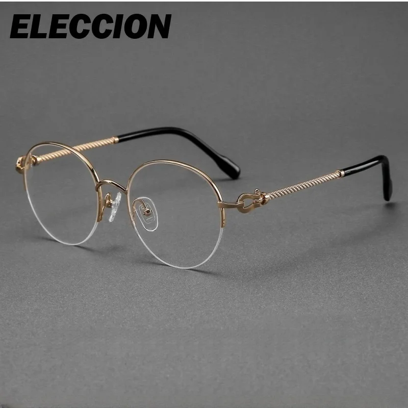 ELECCION Designer Eye Glasses Men Ultra Light Spectacle Gafas for Recipe Customize Reading Glasses  Male Round Frame