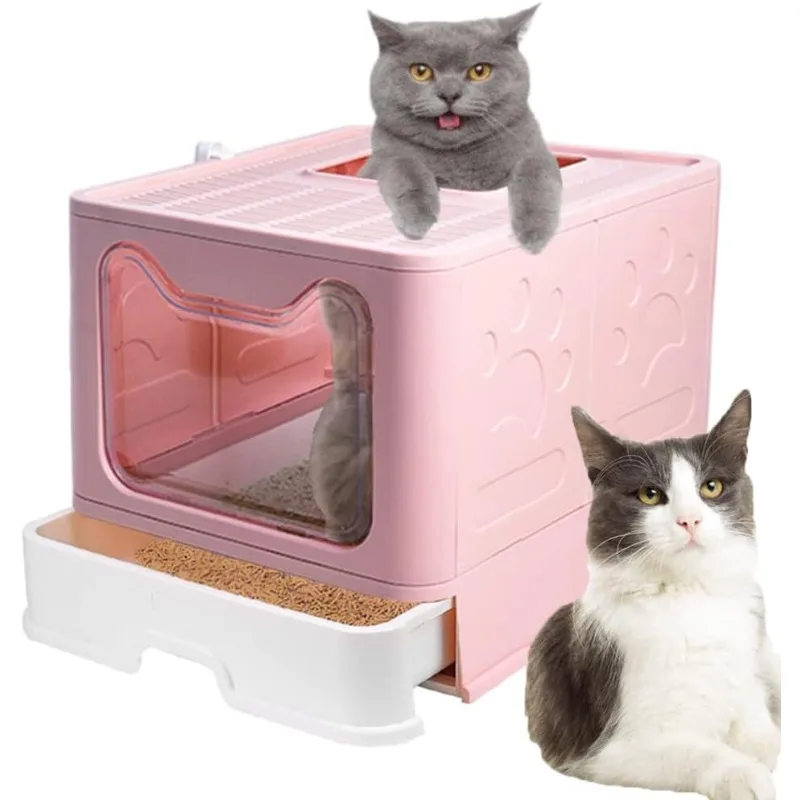 

Cat Litter Box Large Litter Pan for Cats Foldable Litter Boxes Comes with Cat Scoop