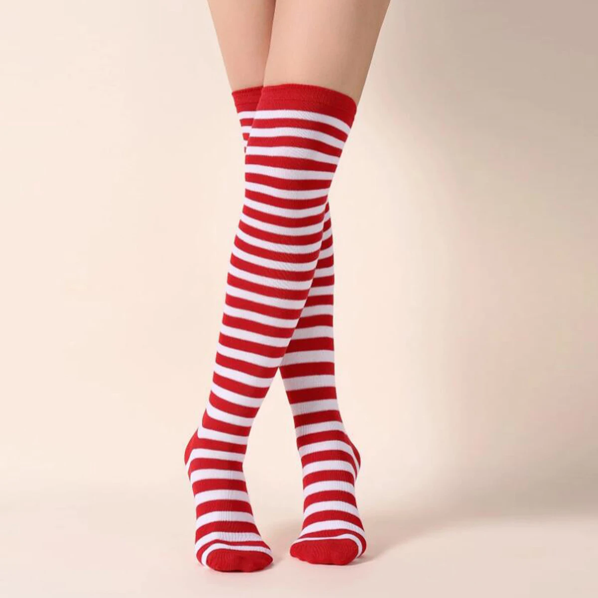 Women's Women Over Knee Long Sock Stripe Printed Thigh High Stockings Striped Socks Cute Over knee Socks