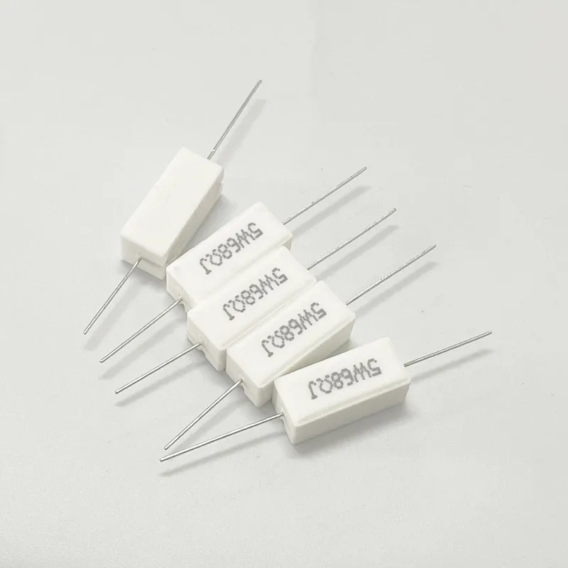 10PCS ตัวต้านทานซีเมนต์ 5W แนวนอน 0.1R/0.25R/0.47R/3R/5R/6.8R/10R/47R/100Ω/1KΩ/10KΩ/47KΩ
