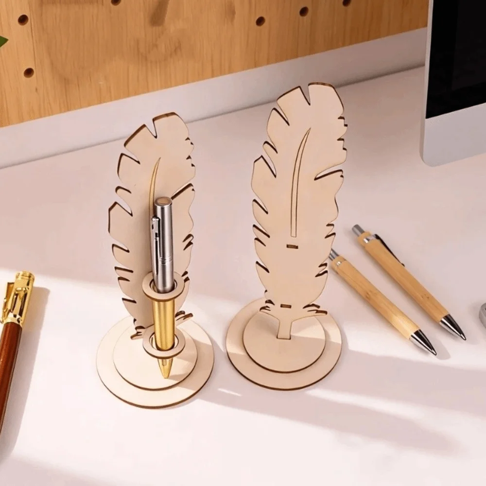 Decorations Retro Wooden Quill Pen Holder Funny Handmade Desktop Storage Rack Unique Gifts Calligraphy Stand Office