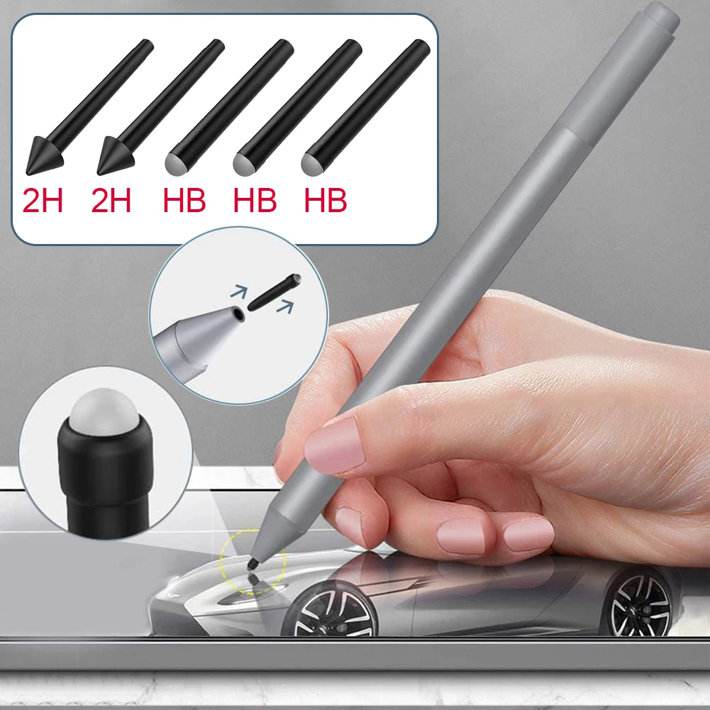 3/5pcs 2H HB H Touch Screen Pen Spare Nibs Replacement Plastic Stylus Tips Refill Accessories for Microsoft Surface Pro 7/6/5/4