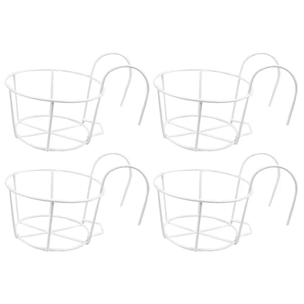 Soporte colgante para plantas, decoración para balcón al aire libre, soporte de alambre resistente para valla, ventana, maceta, estante duradero a prueba de óxido, 4 Uds.
