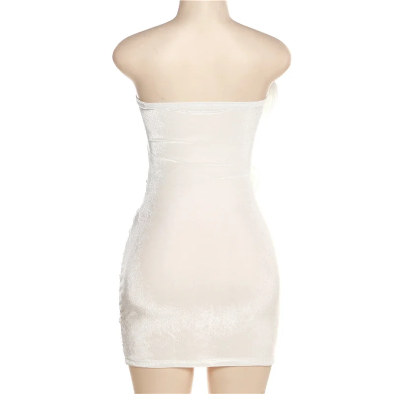 여성용 섹시한 스트랩리스 꽃 트림 컷 아웃 바디콘 미니 드레스, 민소매 주름 장식 스키니 선드레스, 2023 여름 해변 Y2K 의류