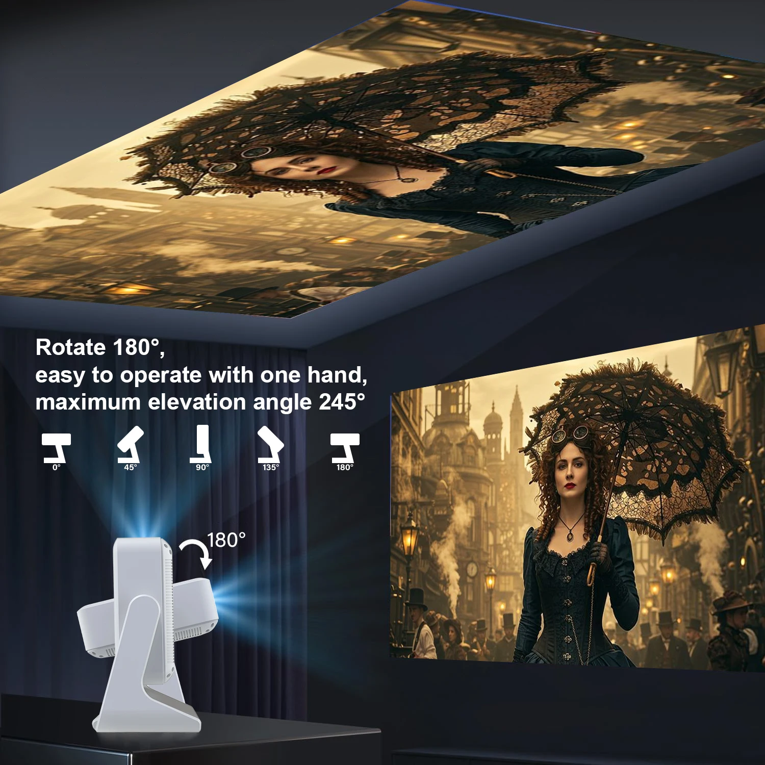 جهاز عرض Aepuosem A2pro Smart 4K - 1080P، شاشة مزدوجة، شاشة تعمل باللمس، نظام Android، الألعاب وKTV