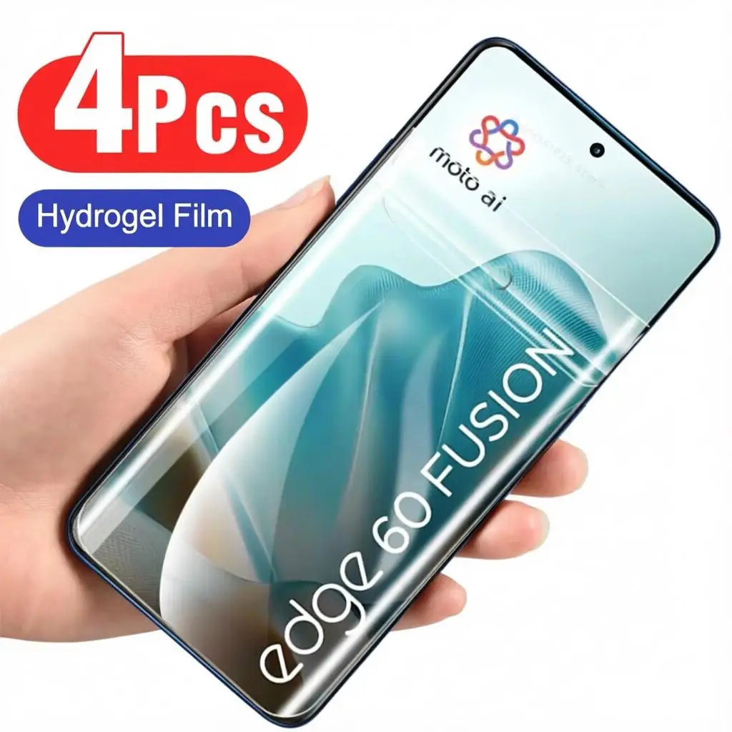 Protetor de tela de filme de hidrogel, 4 unidades, para motorola edge 70 60 50 40 fusion neo pro, protetor de tela com cobertura completa para edge 70 fusion+