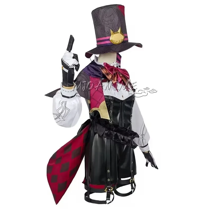 أزياء كوسبلاي جينشين إمباكت ليني التأثيرية شعر مستعار فونتين ليني زي جلدي قبعة فستان قصير تنورة شعر قفاز الزي الذيل ماجي