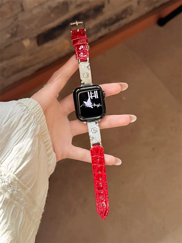 

Diamond studded metal leather compatible iWatch strap 38mm 40mm 41mm 42mm 44mm 45mm 49mm fashionable strap