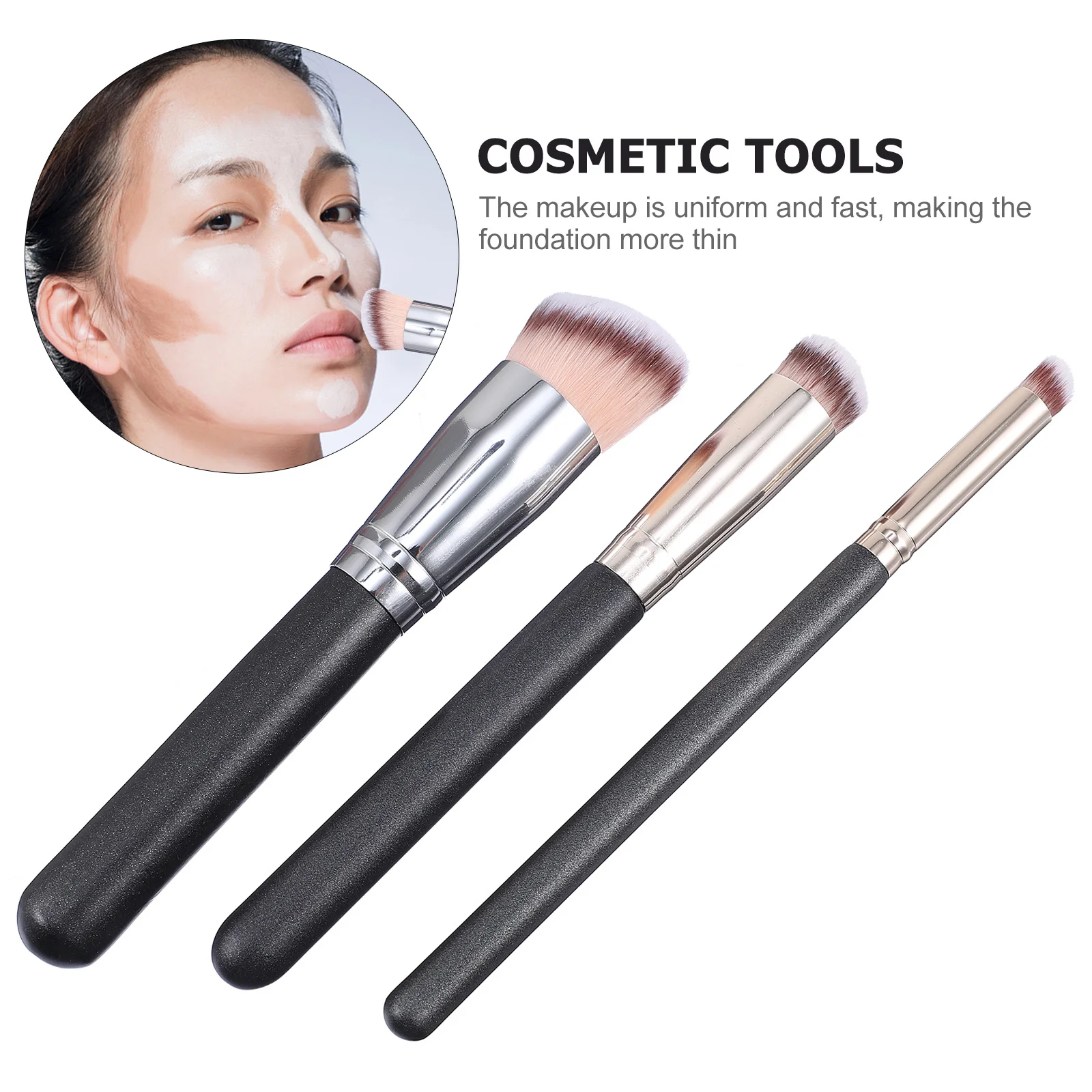 

3Pcs Brushes Professional Foundation Concealer Makeup Tools Skin Friendly Soft Fiber for Smooth Finish