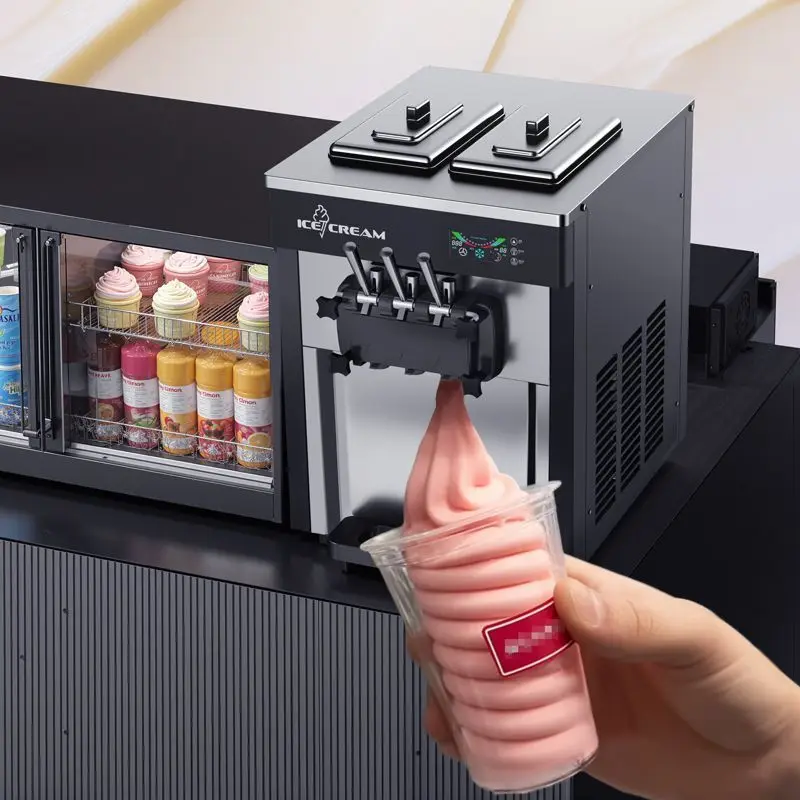 آلة الآيس كريم التجارية الأوتوماتيكية بالكامل لسطح المكتب لشاي الحليب آلة مخروط الآيس كريم صغيرة #6