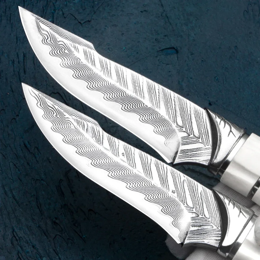 Dragon King Damascus Knife - Handmade Hunting Knife with Old Antler Handle, Perfect Collectible and Survival Men Gift