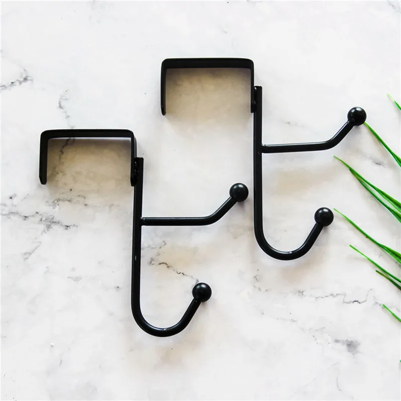 Metal Hole-Free Christmas Wreath Door Rear Hook Multi-Functional Bedroom Double Hook Household Clothing Hat Storage Rack Hanger
