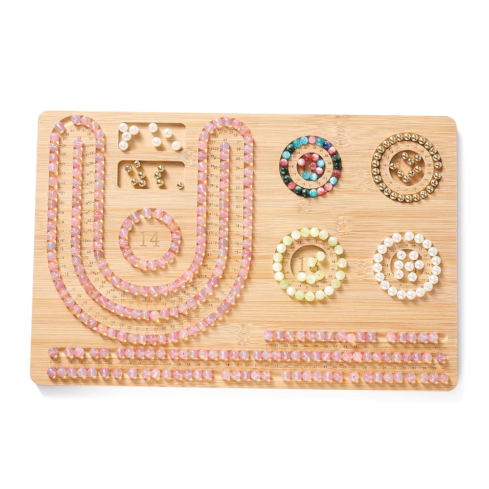 1pcs Wood Bead Board Bracelet Beading Organizer Beading Tray Plate for Jewelry Making DIY Necklace Measuring Tool Accessory