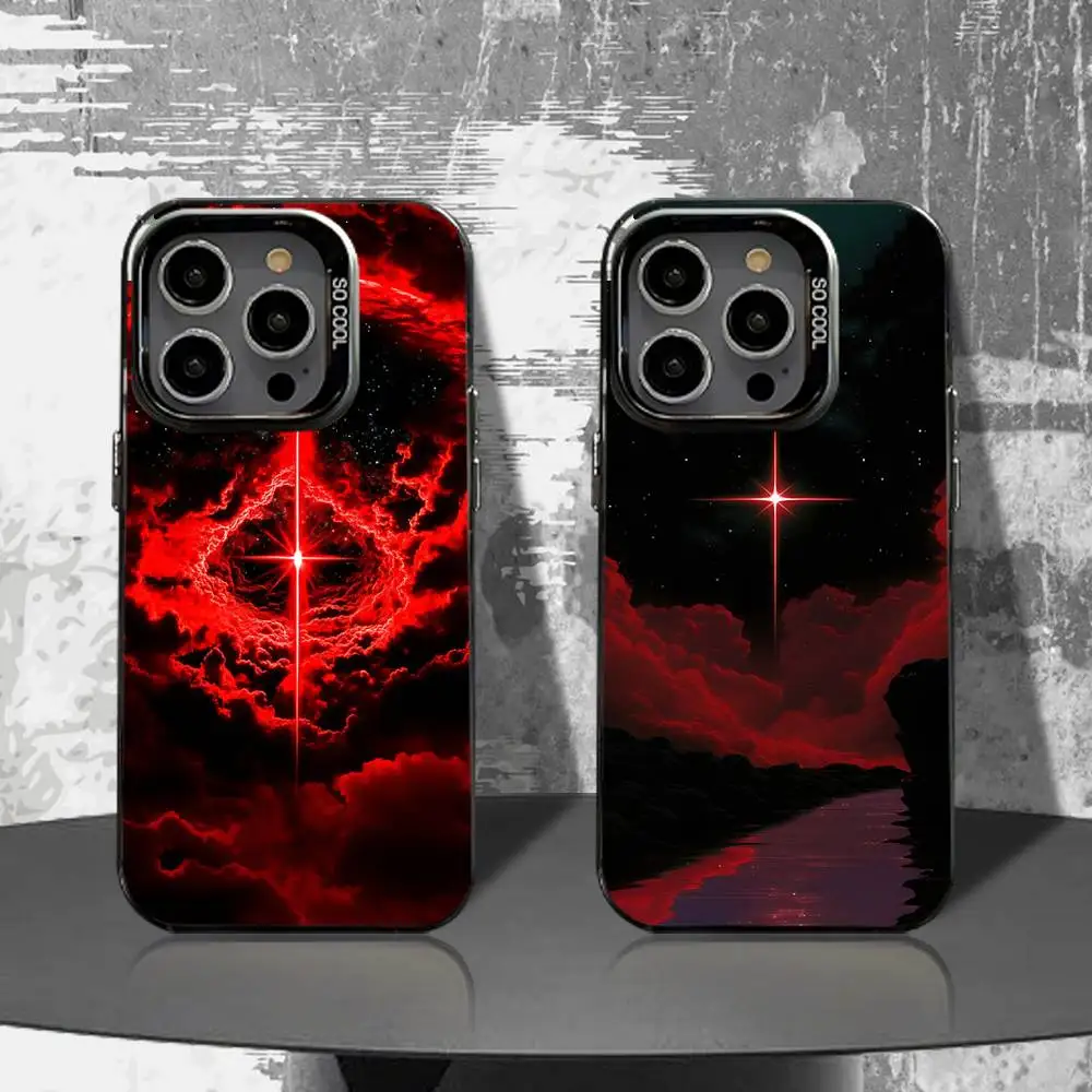 

Red Nebula Universe Phone Case For iPhone 16,15,14,13,12,11,Pro,XS,Max,Plus,Mini,SE4,E Black Matte Shockproof Cover