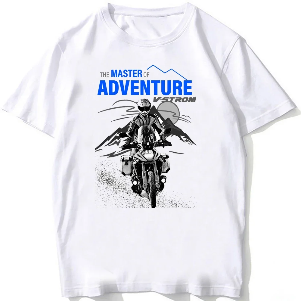 

2025 New V-strom 1050 XT Dark Style The Master of Adventure Moto T-Shirt Summer Men Short Sleeve Boy Sport Riding Tees White Top