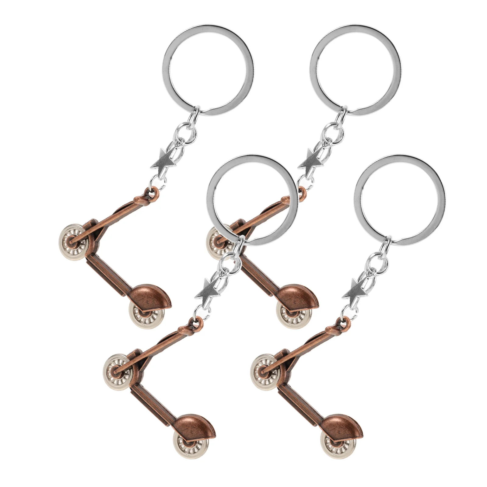 

4pcs Scooter Keychain Metal Zinc Alloy Backpack Pendant Unique Decoration Bag Hanging Ring Durable Mini Key Ring Ornament Set
