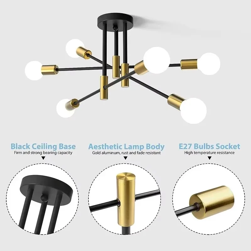 

Modern Restaurant Wrought Iron Ceiling Lights Nordic Minimalist Living Room Study Bedroom Pendant Lamp Creative LED Chandelier