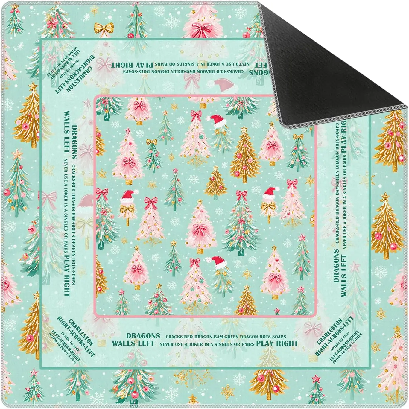 Neoprene 31.5 Inch Luxury 3mm Gaming Mat Mint Green Pink Coquette Christmas Tree Non-slip Noise Reduction for Poker