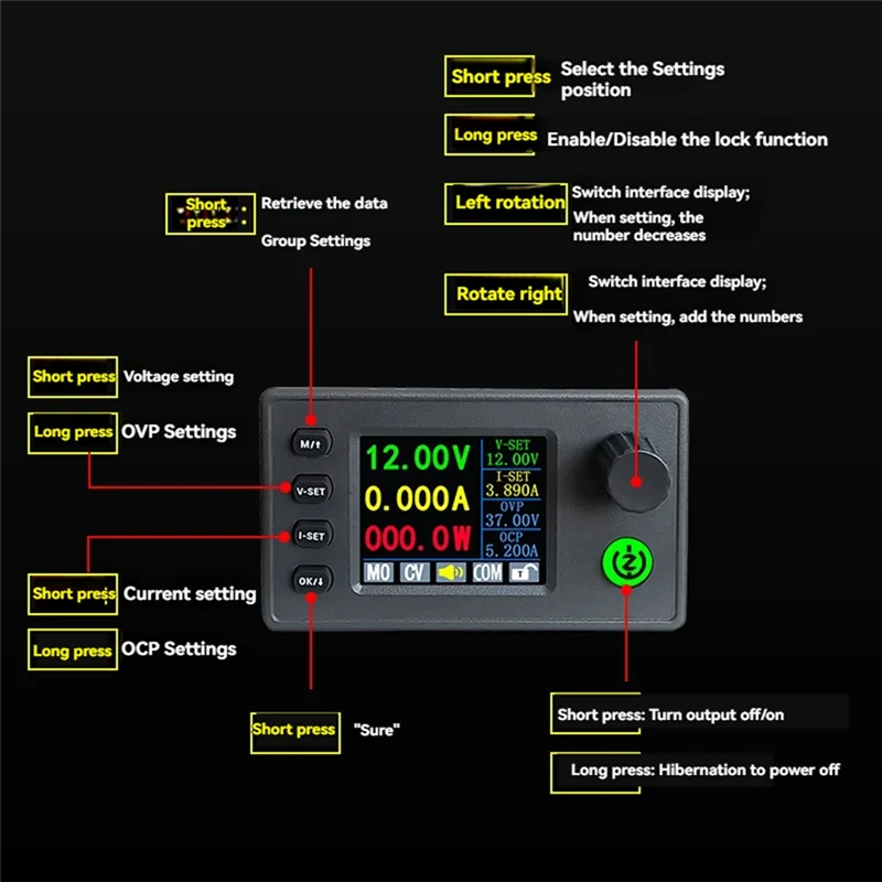 FEDI-وحدة إمداد طاقة تنظيمية قابلة للتعديل SK150C ZK-U2T 1.8 بوصة شاشة ملونة CNC رفع الجهد تيار مستمر 7-36 فولت 8A 150 واط #4