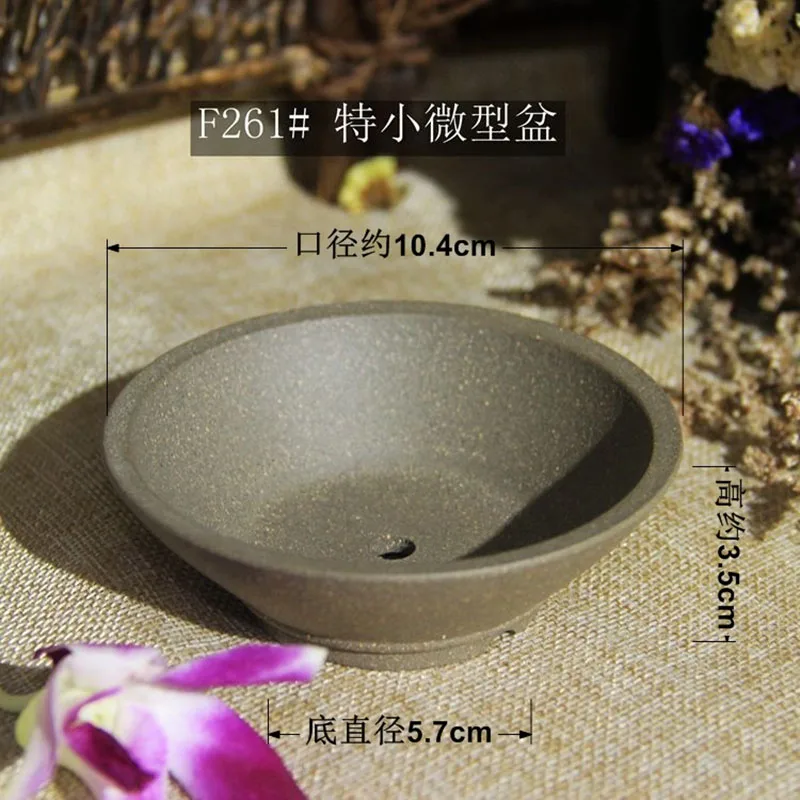 Ceramic Circle Bonsai Pot Purple Sand Nature Color Tradition Chinese Hat Shape Dormitory Garden Home Table Decoration