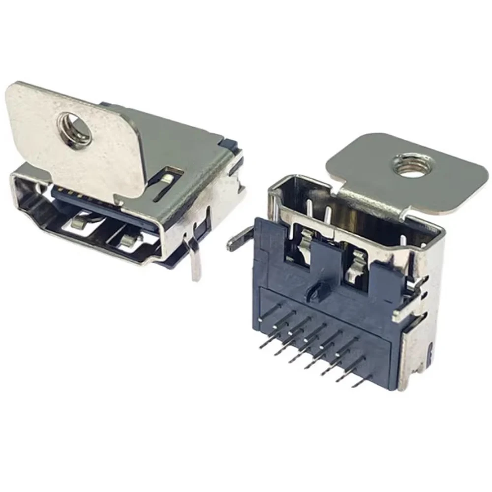 

USB HD interface connector with ear-type fixed base directly plugging into HDMI socket with fixation 19P pins HD interface