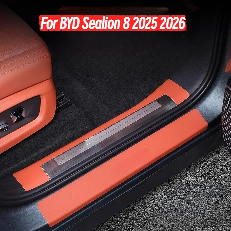 

For BYD Sealion 8 2025 2026 Tang L Car Door Sill Protector Leather Anti-scratch Door Welcome Pedal Protective Sticker Accessory