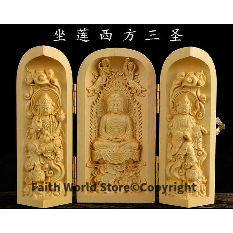 Buddhism sacred holy # traveling Safety altar Mascot - BEST efficacious Protection Lotus GUAN YIN Buddha Wood carving statue