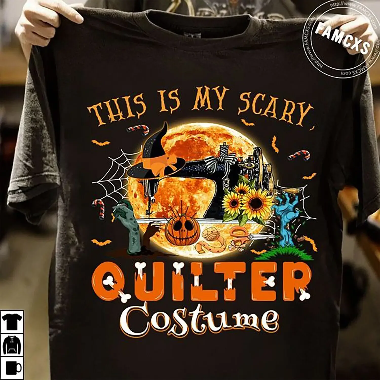 

this is my scary quilter costume sewing machine Halloween