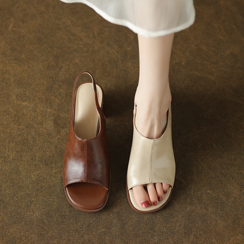 2026new summer women sandals natural leather 22-26.5cm split leather+microfiber+sheepskin open toe back-tied women shoes fashion