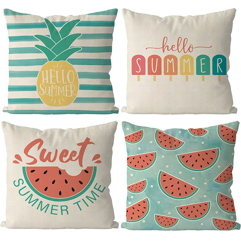 Summer Fruit Collection throw pillow covers with digital printing of short plush fabric Car-shaped sofa cushion Home decor