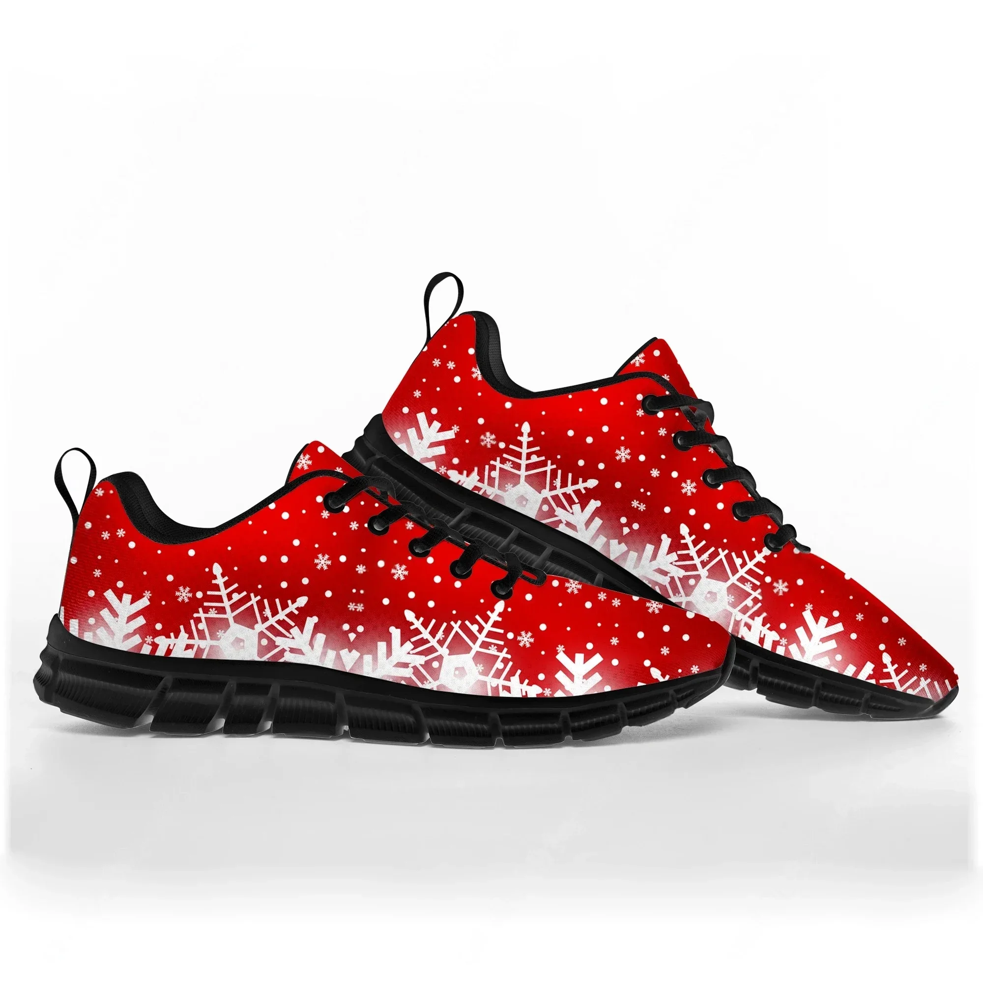 Merry Christmas Snowman Santa Claus Snowflake Sports Shoes Mens Womens Comfortable Breathable Black Sneakers Custom Couple Shoes