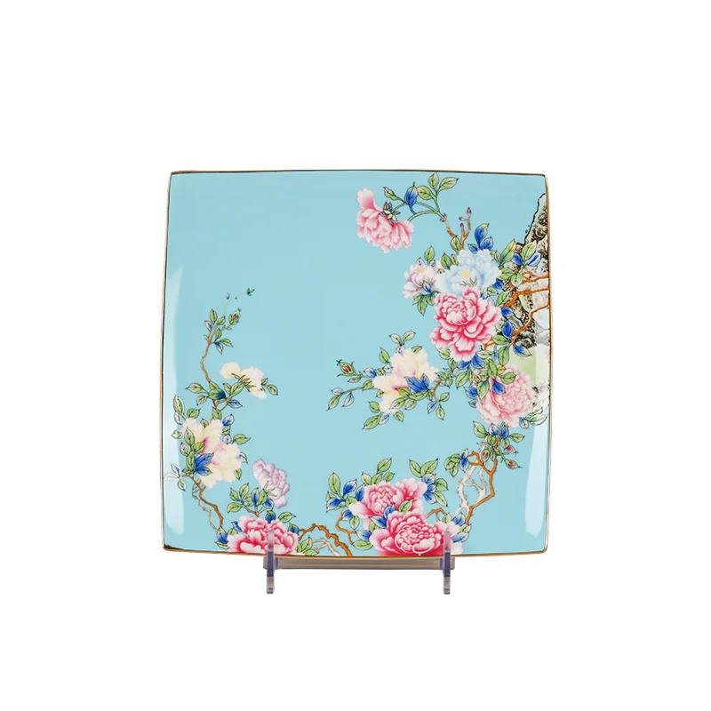 

Enamel ceramic square plate, household square plate steak plate