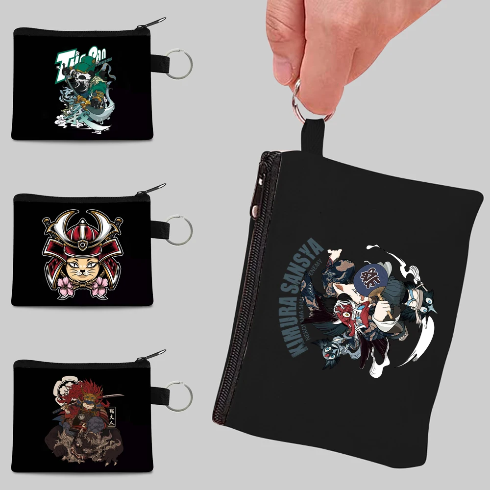 Ladies Coin Purse Clutch Samurai Print Shopping Small Wallet Design Bag Mini Canvas Fashion Storage Bags Portable Change Purse