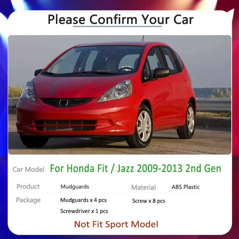 For Honda Fit Jazz 2009~2013 2010 2011 2012 2nd 2 Gen Car Mud-Flaps Fender Mudguards Mudflaps Accessories Auto-Goods Stickers