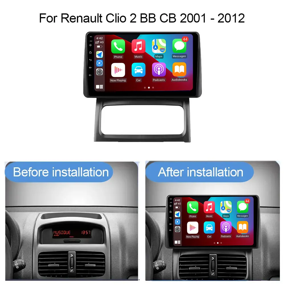Car Radio For Renault Clio 2 BB CB 2001 - 2012 Stereo Multimedia Video Player Wireless Carplay GPS Navigation Android 16 Auto