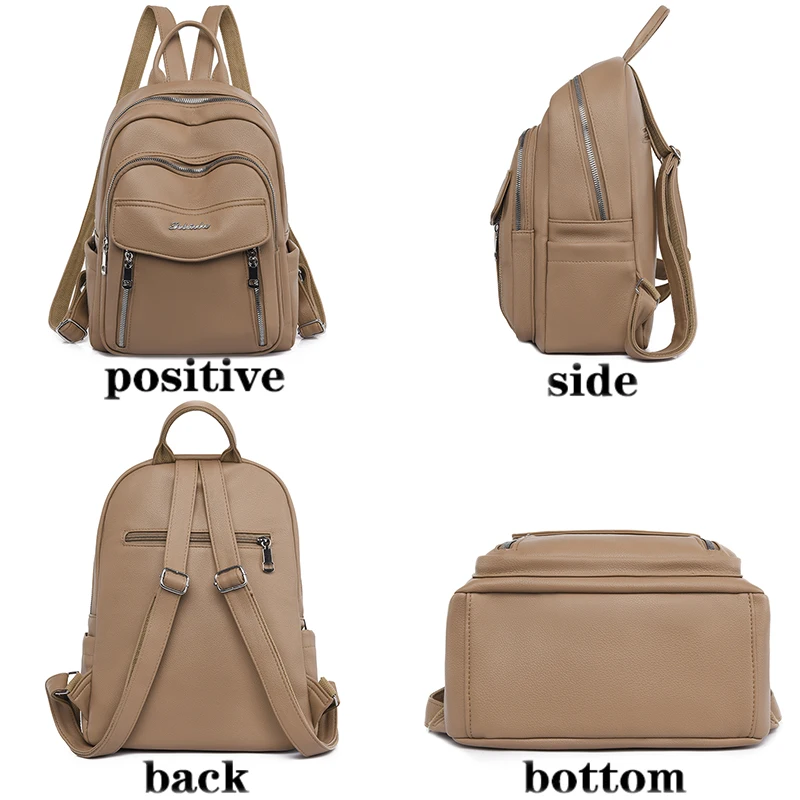 2022 Fashion High Quality Leather Backpack Four Seasons Travel Waterproof Anti Theft Backpack Famous Women\'s Designer School Bag